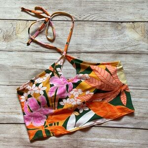 Aerie Floral Tropical Bikini Longline Swimsuit Top Juniors NWT Size Medium